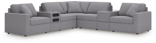 Signature Design Granite 7-Piece Balanced Sectional with Audio and Storage Consoles