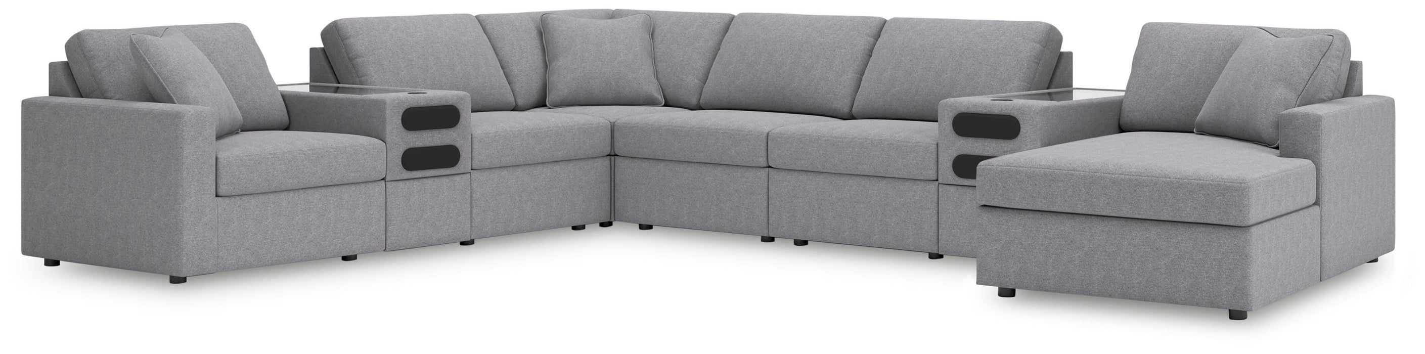 Signature Design Granite 8-Piece Sectional with Audio System and Chaise