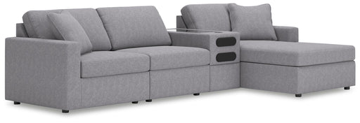 Signature Design Granite 4-Piece Sectional with Chaise and Audio Console