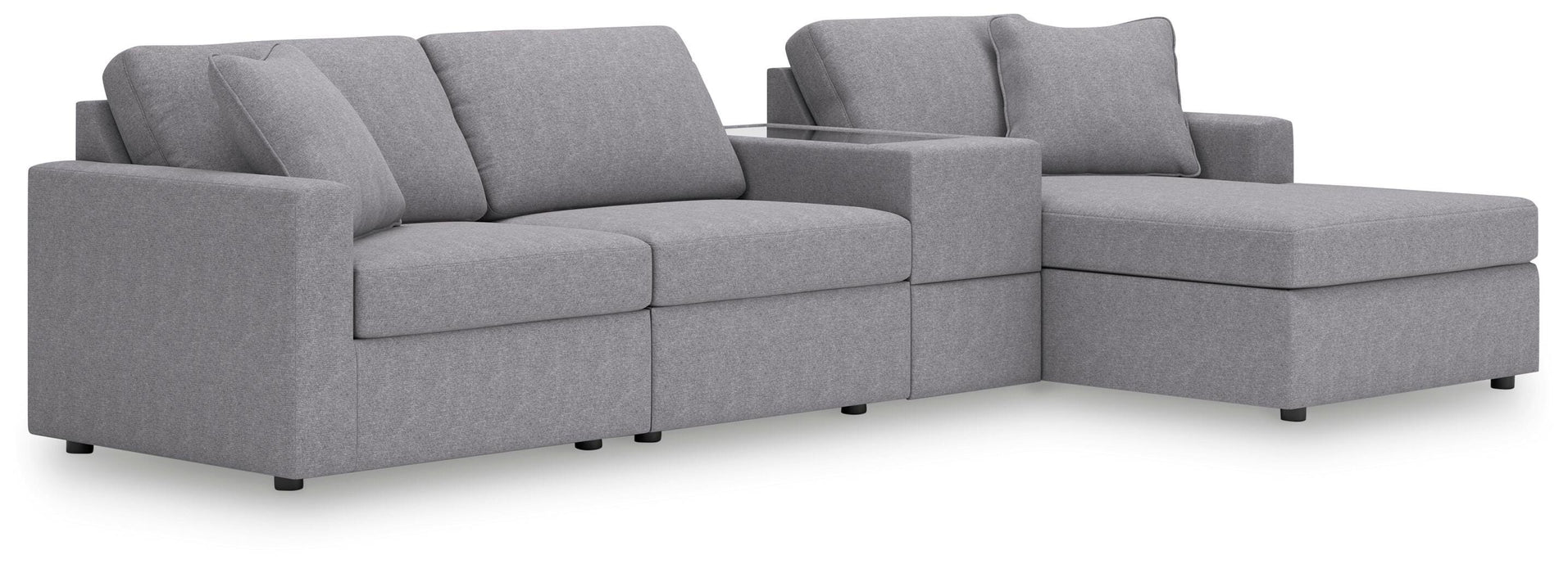 Signature Design Granite 4-Piece Sectional with Chaise and Storage Console