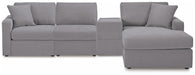 Signature Design Granite 4-Piece Sectional with Chaise and Storage Console