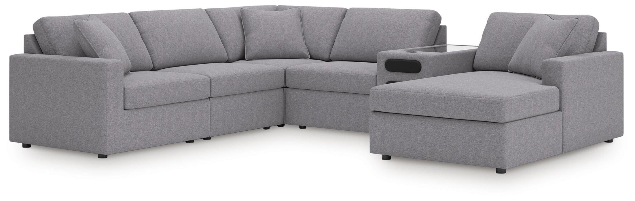 Signature Design Granite 6-Piece Sectional with Audio System and Chaise