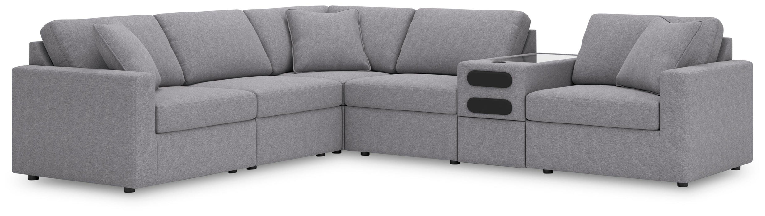 Signature Design Granite 6-Piece Sectional with Audio Console