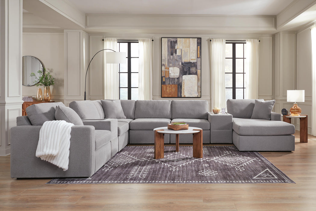 Signature Design Granite 8-Piece Sectional with Chaise and Storage Consoles