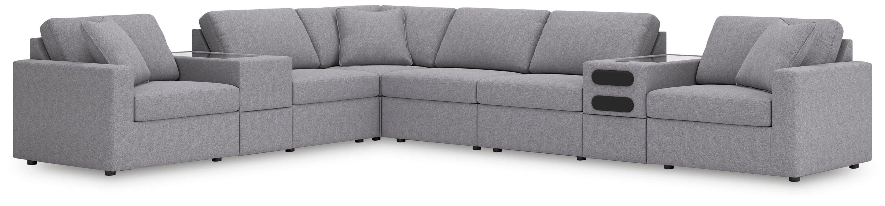 Signature Design Granite 8-Piece Sectional with Audio and Storage Consoles