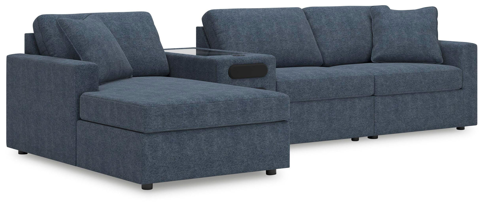4-Piece Sectional with Chaise and Audio Console