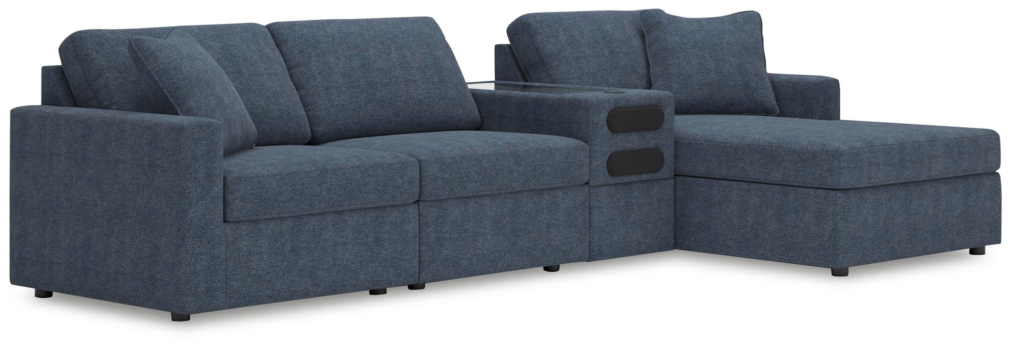 4-Piece Sectional with Chaise and Audio Console
