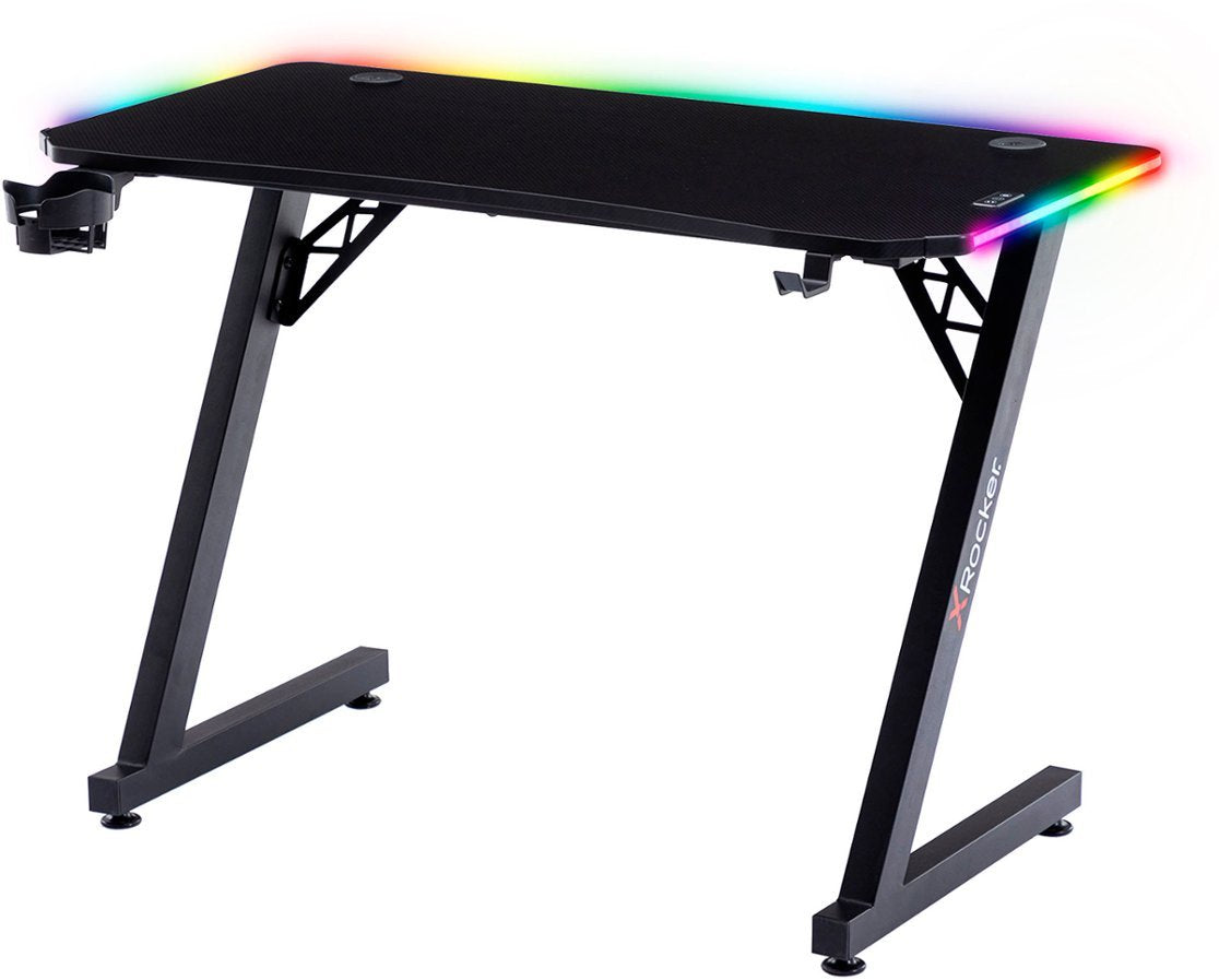 X Rocker - Cobra Gaming Desk with RGB Lighting - Black - new