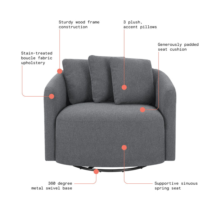 Beautiful Drew Chair by Drew Barrymore, Charcoal Boucle - new