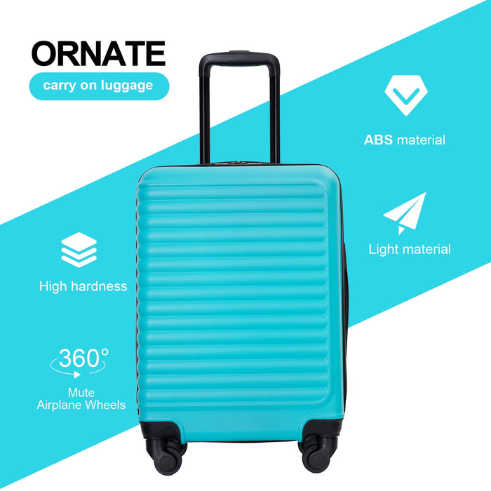 Hardshell Carry on Luggage 20" Lightweight Hardside Suitcase with Spinner Wheels.(Light Blue) - new