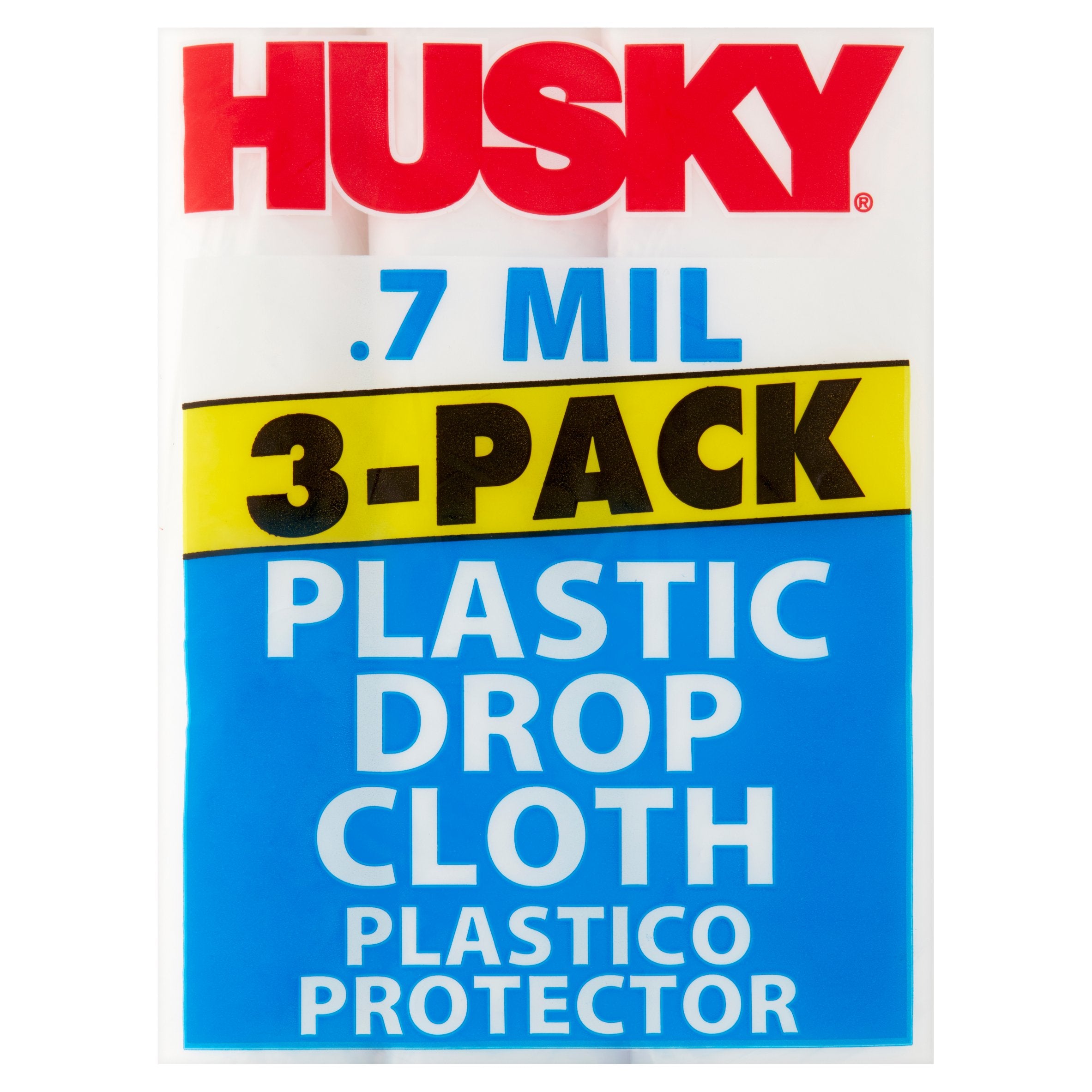 Husky Clear Plastic Drop Cloth, 0.7 Mil, 9 Ft x 12 Ft, 3 Pack - open_box