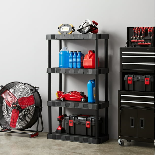 Hyper Tough Black Plastic 4-Tier 56.2" H x 30"" W x 13.8" D, 280lb Total Capacity - open_box