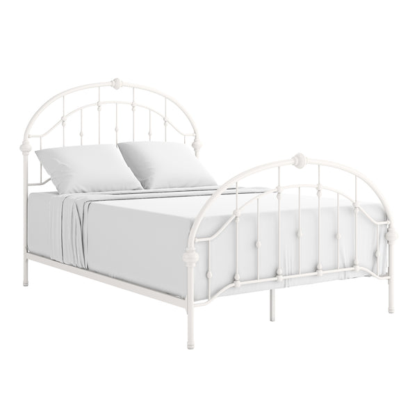 Curved Double Top Arches Victorian Iron Bed - Antique White, Queen Size - new