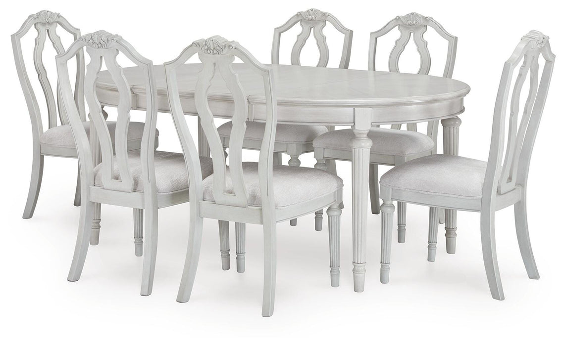 Montelaine Antique White Montelaine Dining Table and 6 Chairs