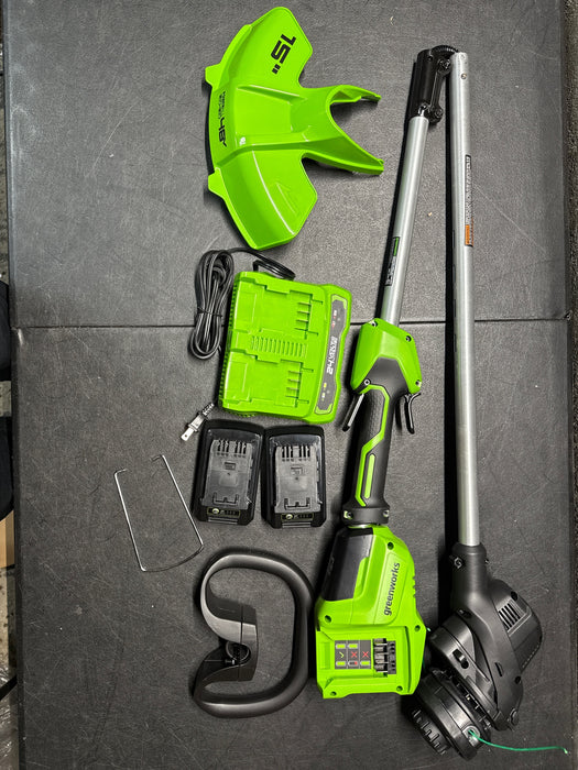 Greenworks 48V (2 x 24V) 8" Brushless Cordless Edger, (2) 4.0Ah Batteries and Dual Port Rapid Charger Included - new