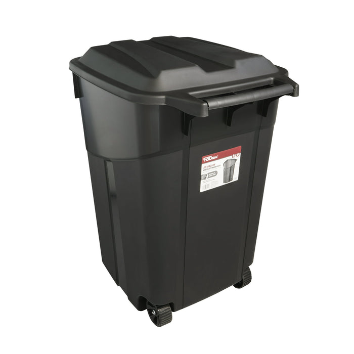 Hyper Tough 45 Gallon Wheeled Heavy Duty Plastic Garbage Can, Attached Lid, Black - new