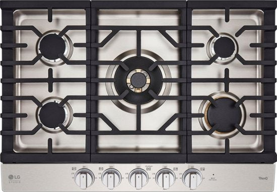 LG - STUDIO 30-in Smart Built-In Gas Cooktop with 5 Burners with UltraHeat - Stainless Steel - display_model