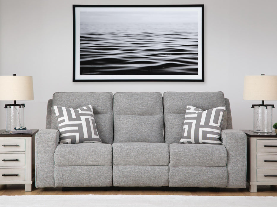 Biscoe Pewter PWR REC Sofa with ADJ Headrest
