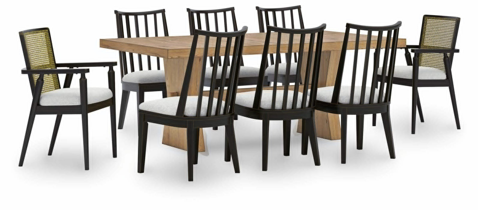 Galliden Light Brown Galliden Dining Table and 8 Chairs