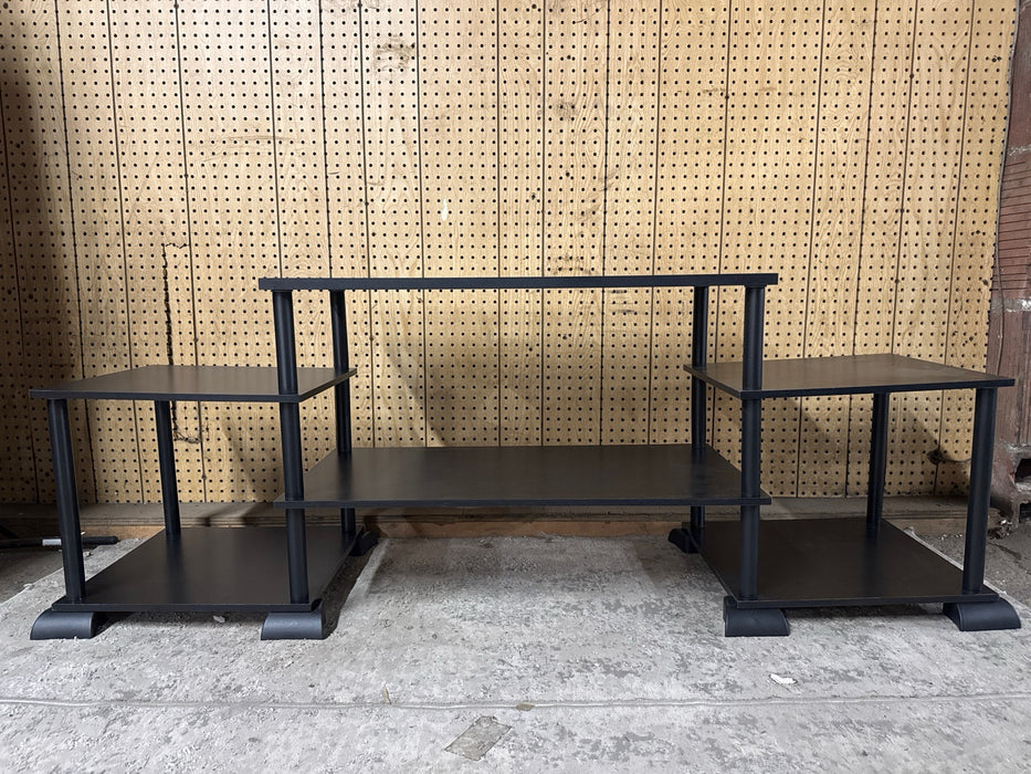 Mainstays No Tools TV Stand for TVs up to 40", True Black Oak Finish - open_box