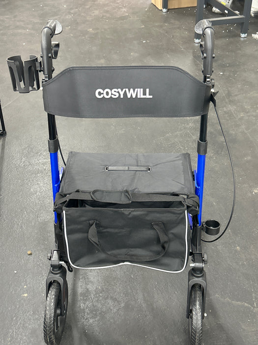 COSYWILL Rollator Walker with Seat,Foldable Mobility Walker with Durable Steel,Rolling Walker with 8" Wheels for All Terrain,Adjustable Height,300 lbs,Blue - open_box