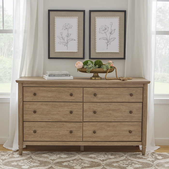 My Texas House Monroe 6-Drawer Dresser, Brushed Oak Finish - new