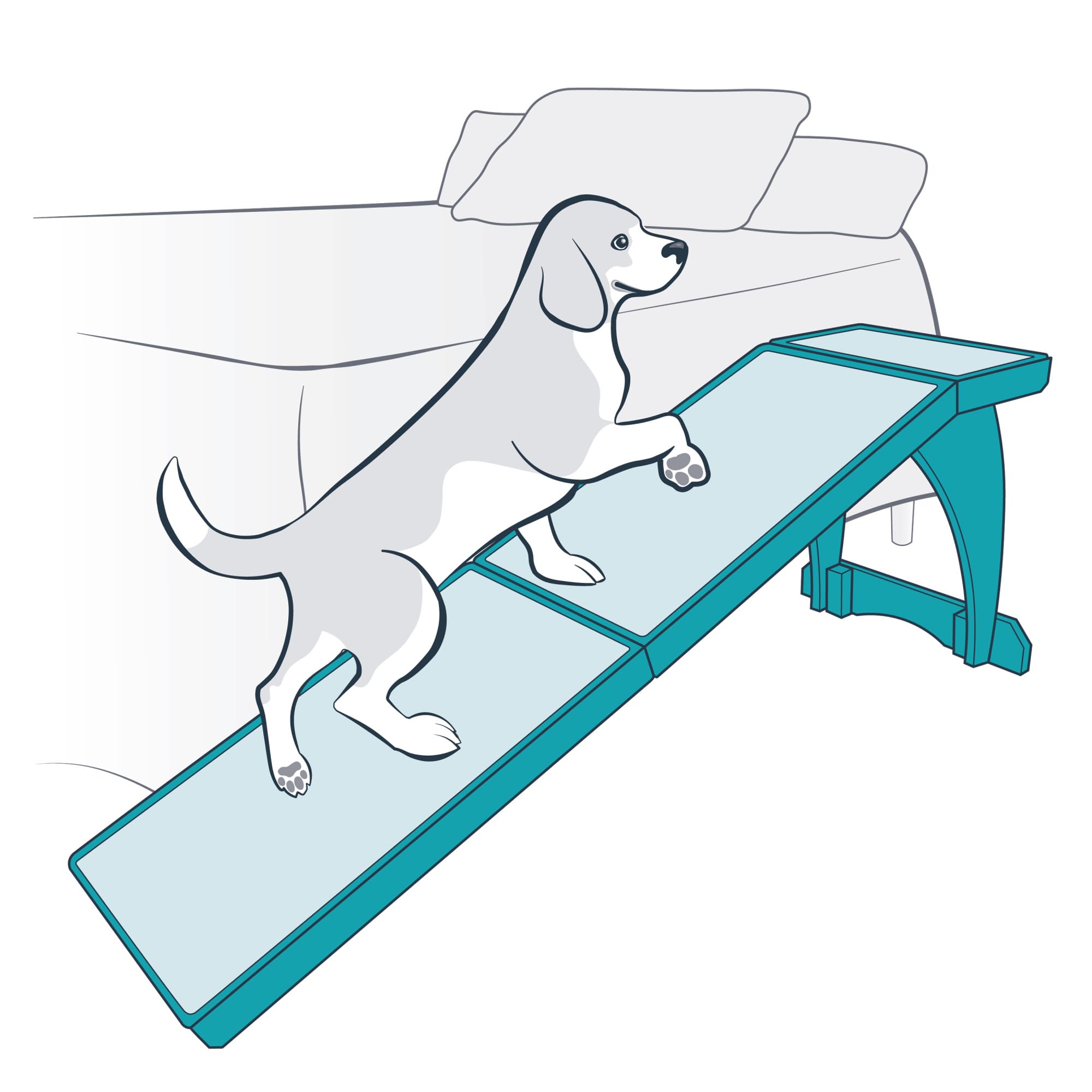 PetSafe CozyUp Bed Ramp - Durable Wooden Frame Supports up to 120 lb - Furniture Grade Wood Pet Ramp with White Finish - High-Traction Carpet Surface - Great for Older Dogs and Cats - open_box