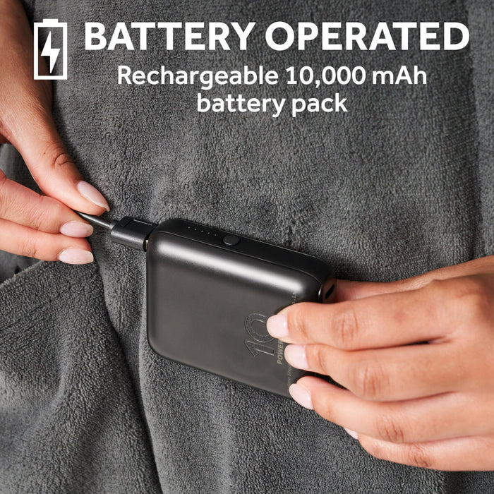 Sunbeam On-the-Go Cordless Heated Throw Blanket Microplush Gray 4 Heat Settings 50" x 60" - new