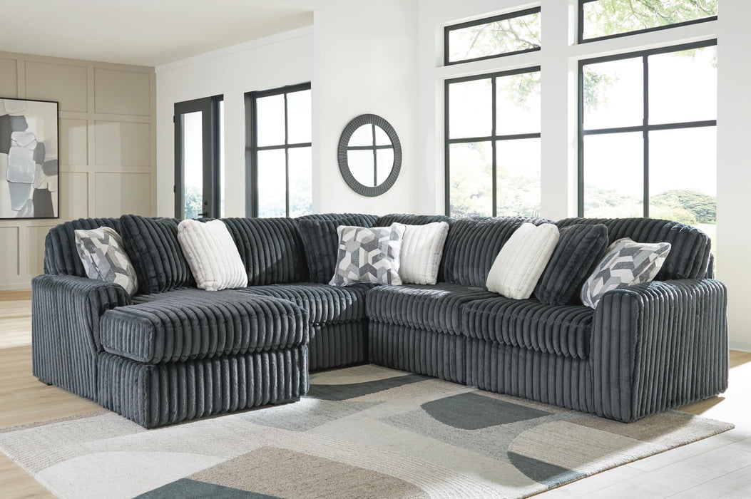 Signature Design Gunmetal 5-Piece Sectional with Chaise