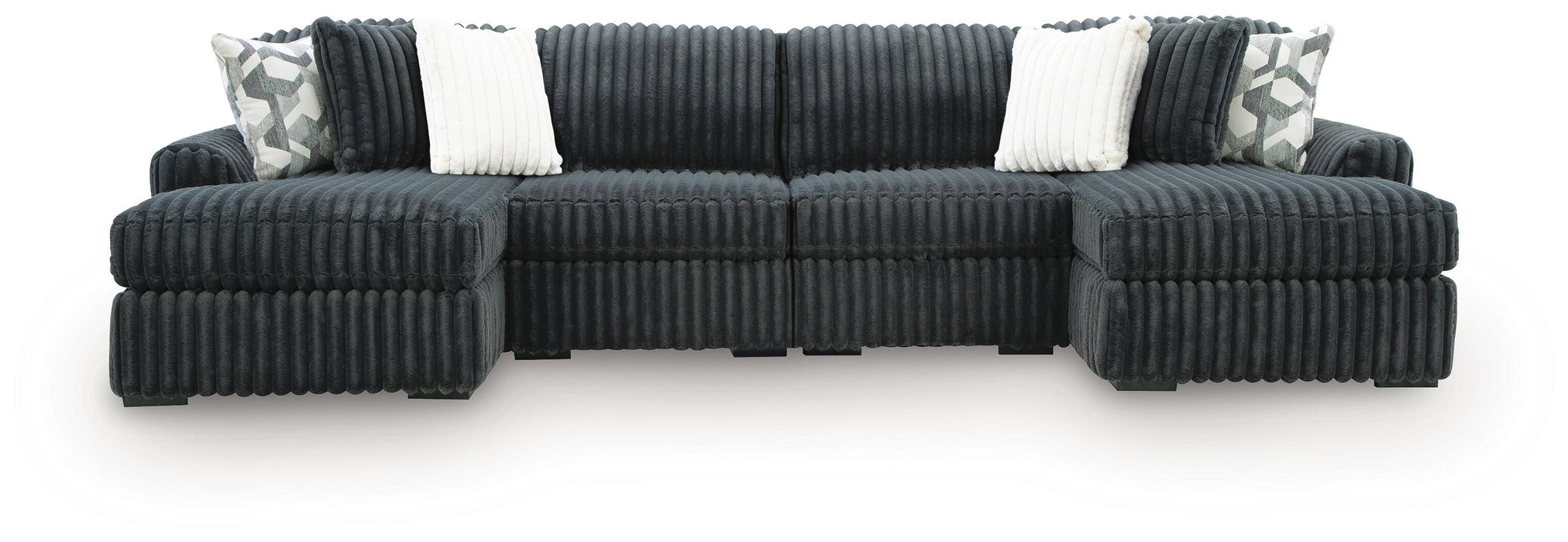 Signature Design Gunmetal 4-Piece Double Chaise Sectional