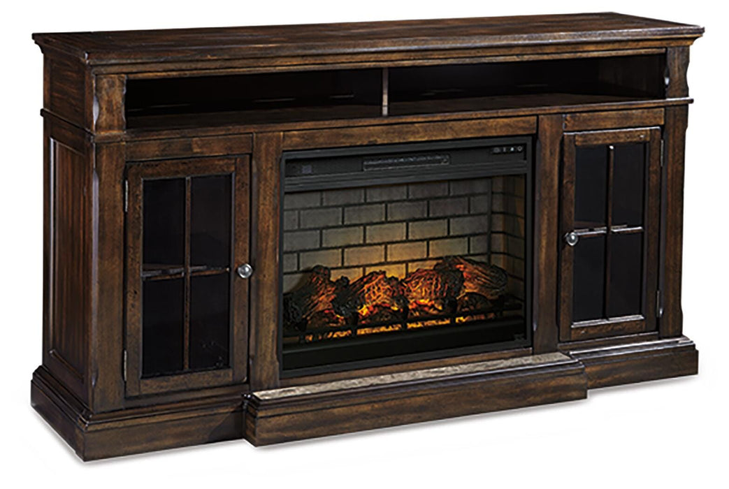 Roddinton Dark Brown Roddinton 72" TV Stand with Electric Fireplace