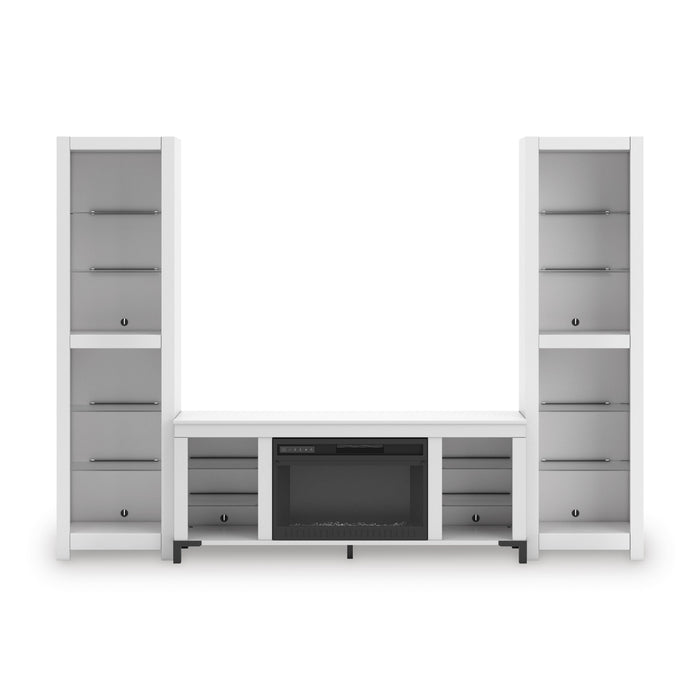 Brollevi White Brollevi 3-Piece Entertainment Center with Fireplace