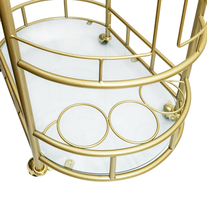 Better Homes & Gardens Fitzgerald Bar Cart with Matte Gold Metal Finish, 2-Tiers - open_box