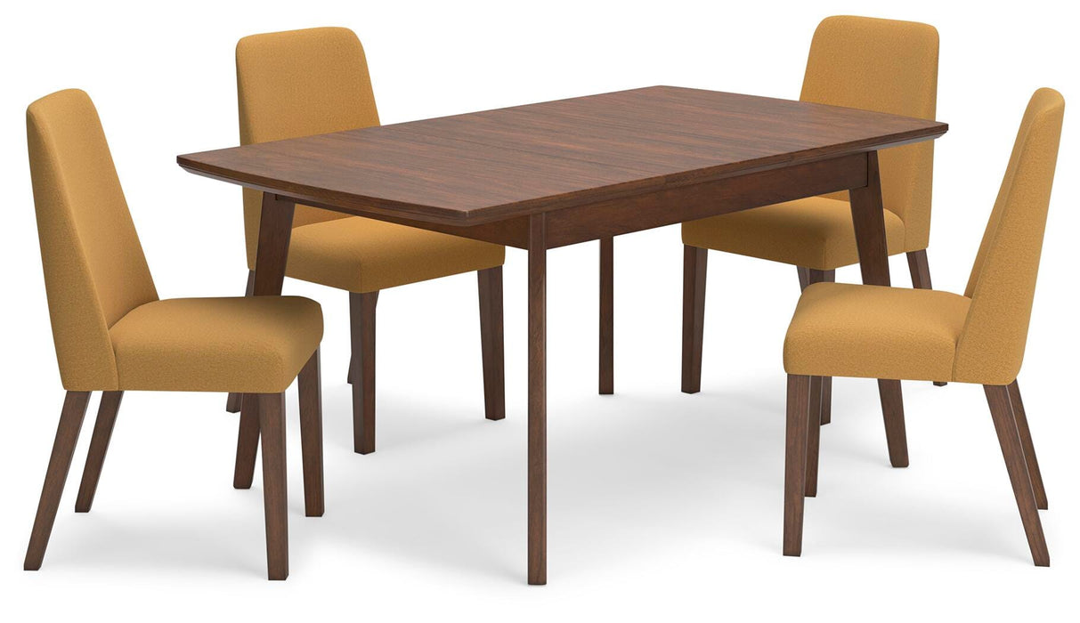 Lyncott Mustard/Brown Lyncott Dining Table and 4 Chairs