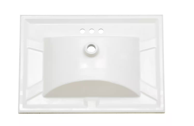 31 in. W x 22 in. D Engineered Solid Surface White Rectangular Single Sink Vanity Top in Silver Ash - open_box