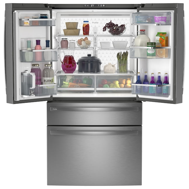 GE Profile Standard-Depth 28.7-cu ft 4 -Door 36-in Wide Smart Compatible French Door Refrigerator with Ice Maker with Water Dispenser ( Fingerprint-resistant Stainless Steel ) ENERGY STAR Certified - display_model