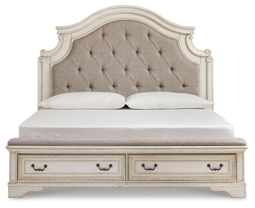 Realyn Two-tone Realyn King Upholstered Storage Bed - Brand New