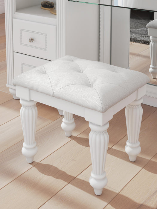 Maylilly White Vanity Upholstered Stool