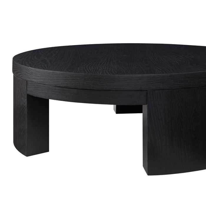 Beautiful Mod Round Coffee Table by Drew Barrymore, Black Wood Finish - new