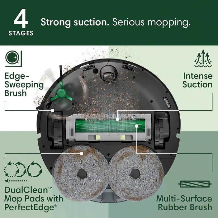 iRobot Roomba Plus 505 Combo Robot Vacuum & Mop with AutoWash Dock - Extending Spinning Mop Pads, Self-Empties, Pad Wash & Heated Drying, Self-cleaning, Recognizes & Avoids Obstacles, LiDAR Navigation | Extending pads, LiDAR navigation, pad washing and he