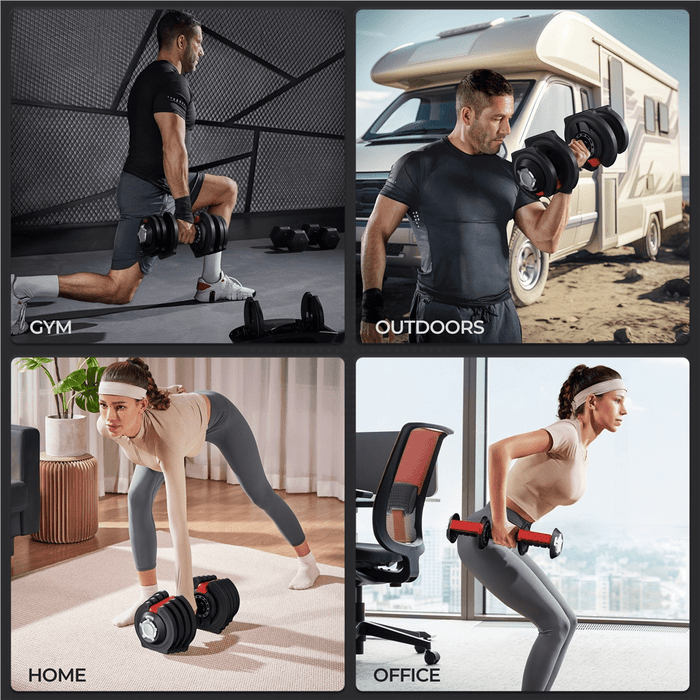 Yaheetech 40lb Adjustable Dumbbell Set with Anti-Slip Handle and Tray, Black - new