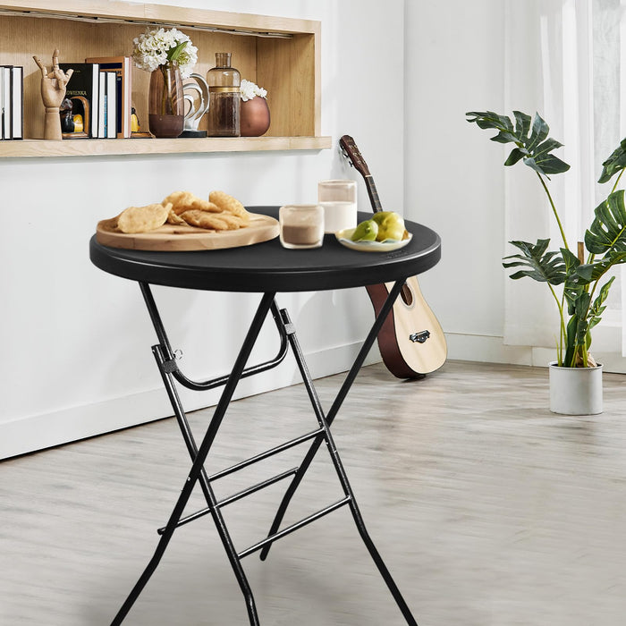 Byliable 32in Cocktail Table Folding High Top, Round Portable Plastic Bar Height Table for Parties,Patio,Dining Room, Banquet, Indoor Outdoor, Black - new