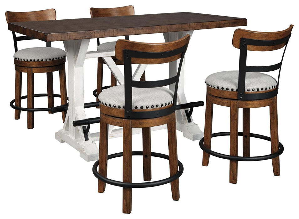 Valebeck Brown Valebeck Counter Height Dining Table and 4 Barstools