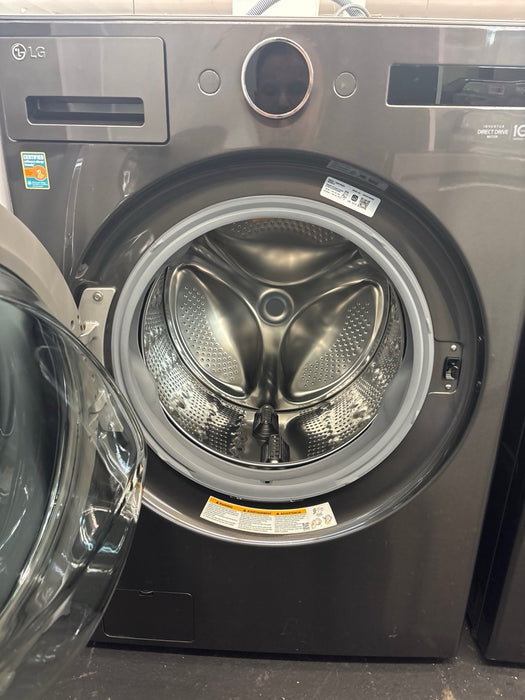 LG - 5.0 Cu. Ft. High-Efficiency Stackable Smart Front Load Washer with Steam and TurboWash 360 - Black Steel - new