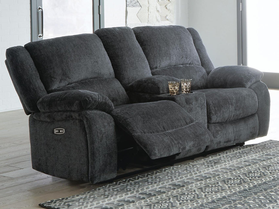 Draycoll Slate DBL REC PWR Loveseat w/Console