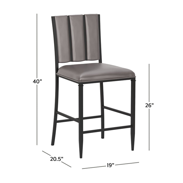 Hillsdale, Salas Metal Counter Height Stool with Double-Sided Vertical Tufting Back, Black Upholstered Seat and Back - new