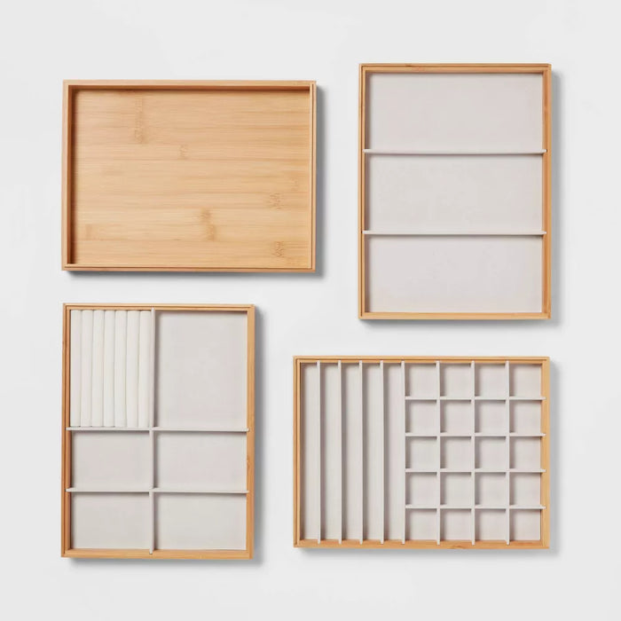 9" x 12" Stackable Bamboo Accessory 3 Section Tray - Brightroom - new