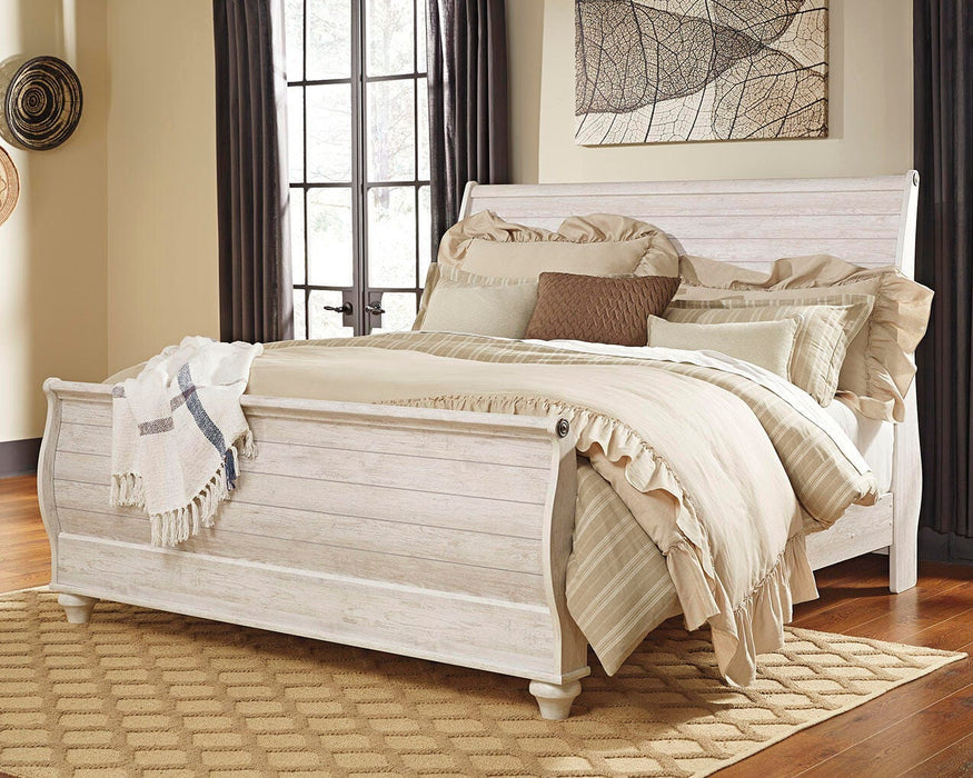 Willowton Whitewash Willowton King Sleigh Bed