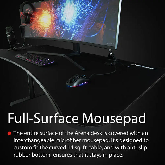 Arozzi - Arena Ultrawide Curved Gaming Desk - Pure Black - new