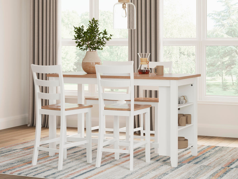 Gesthaven Natural/White Gesthaven Counter Height Dining Table and 4 Barstools